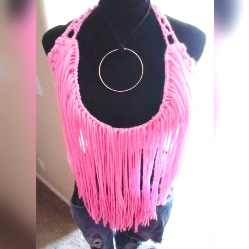 Crop fringe top